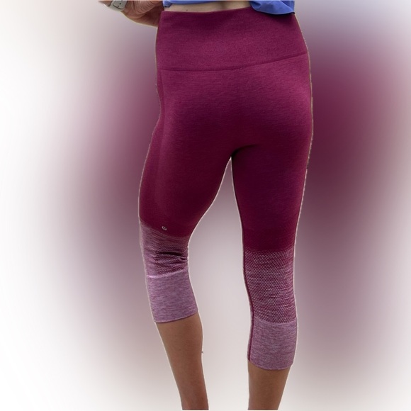 Lululemon seamlessly Street crop leggings size 6 Heathered Dashing Purple - Picture 1 of 14